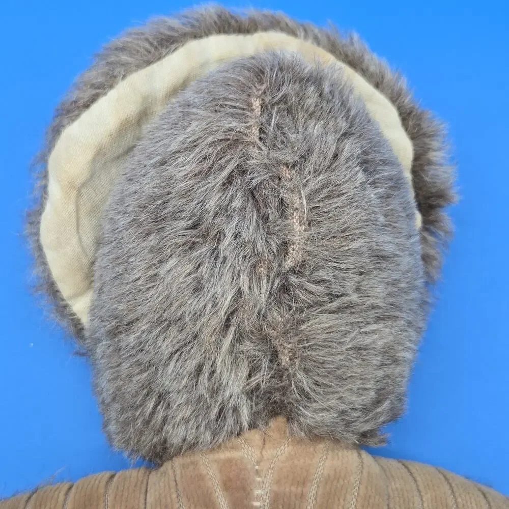 Antique Child’s Hand Muff Doll 12” Fur Trim Cloth Face Winter Muff Needs TLC